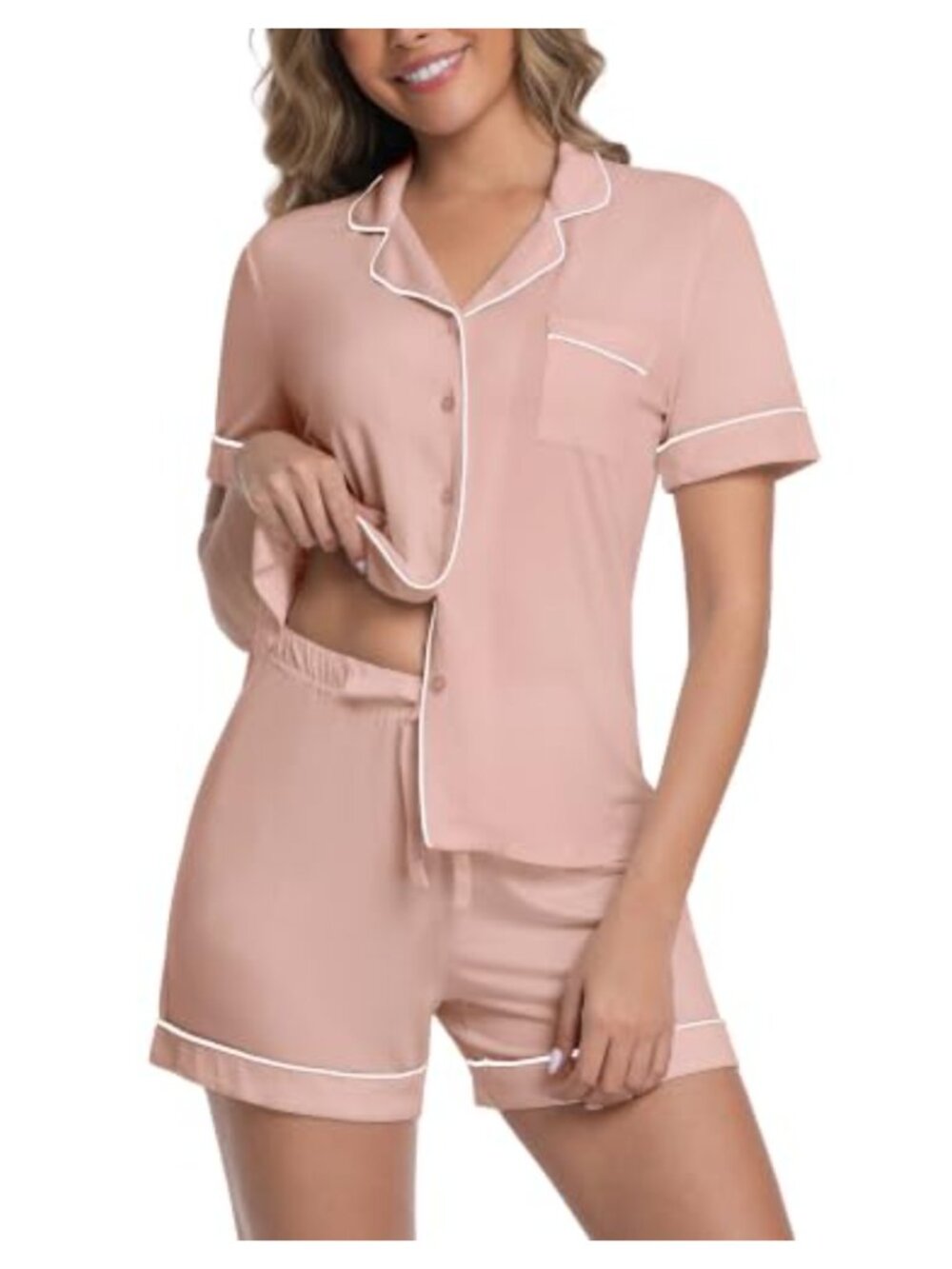 Bamboo Viscose Pajama Set Button Down Short Sleeve 2 Piece PJs